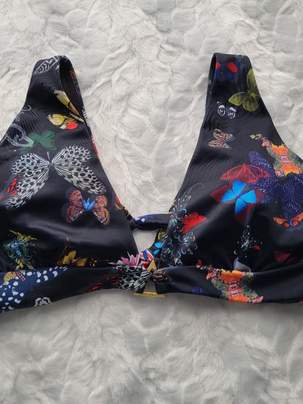 Swiminista Black Bikini Top Women's Small Swim Butterfly x Christian Lacroix NWT